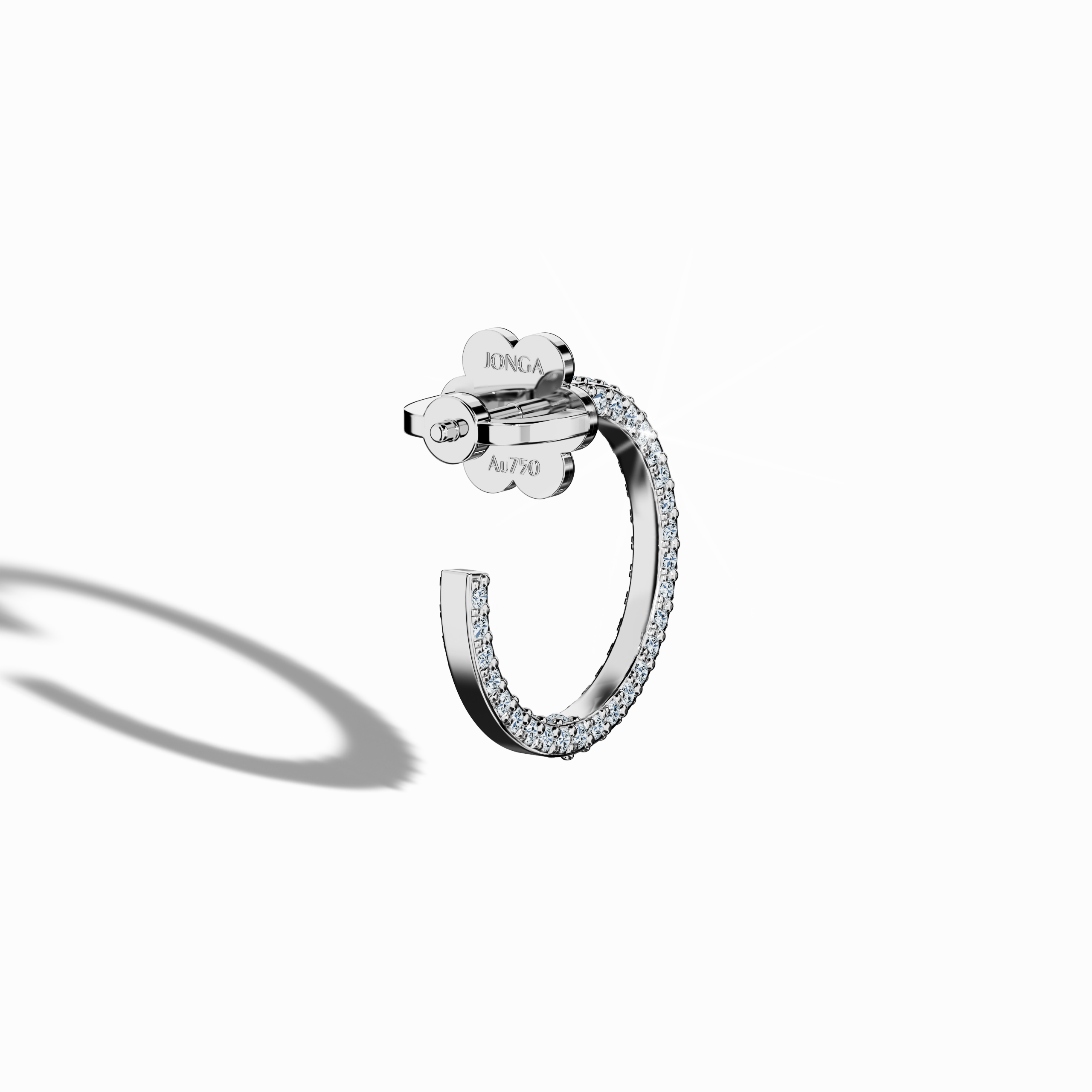 Back side view of 3‑row 16 мм белое золото diamond hoop earrings – sleek diamond hoops and sophisticated Украшения/fine Ювелирные изделия ear adornments with three rows of radiant diamonds set in a 16 мм белое золото design for a modern, minimalist appeal.
