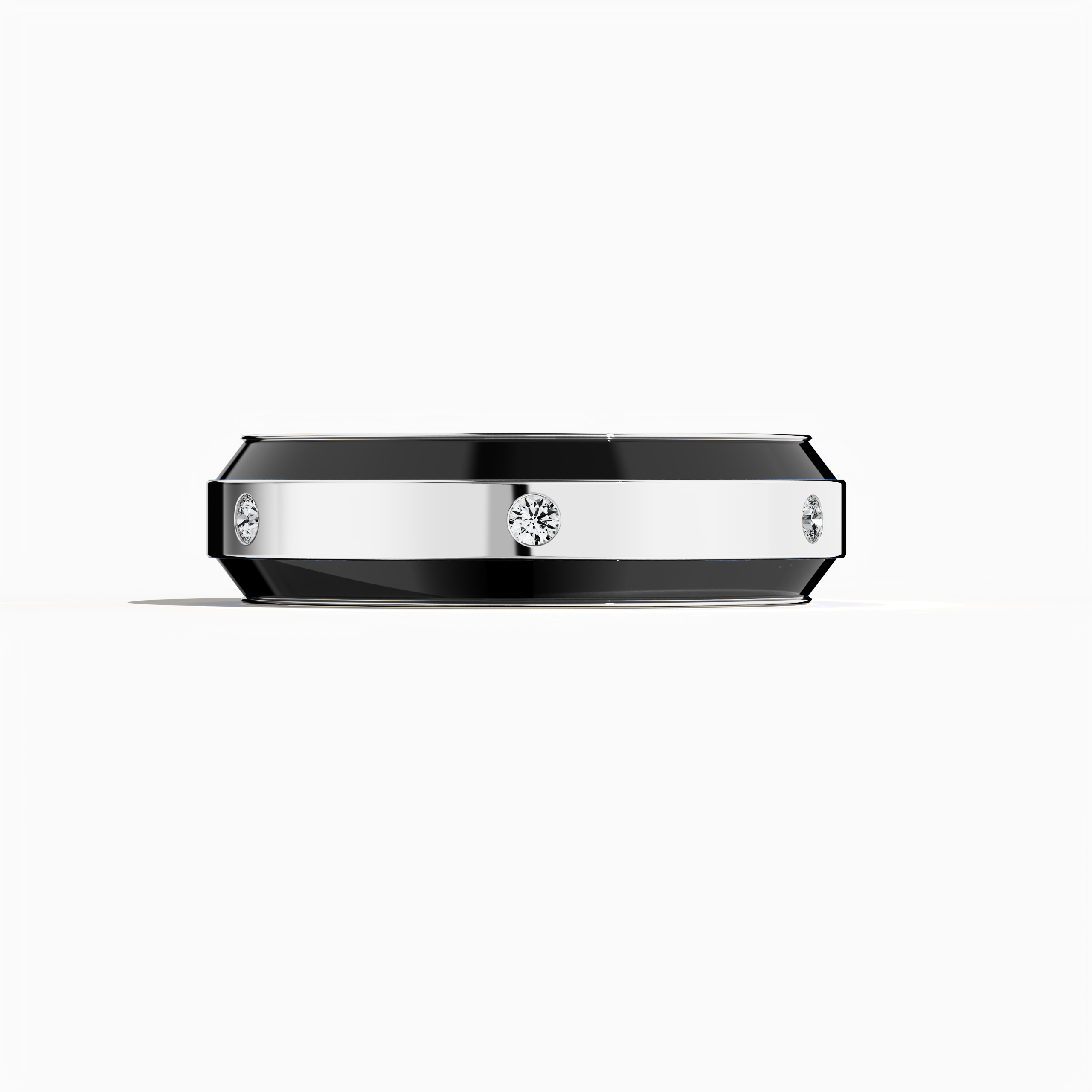 Exquisitely crafted in белое золото with sleek black enamel, this six‐diamond ring features a glossy finish and a centerline of brilliant diamonds (up to 0.20 carats). Known also as “Six Star,” “Celestial Harmony,” and “Diamond Serenity,” its refined design blends modern artistry with timeless elegance. Captured from a sleeping front view, the image highlights meticulous detailing, luxurious polish, and keywords: luxury, designer, создано вручную, fine Украшения.