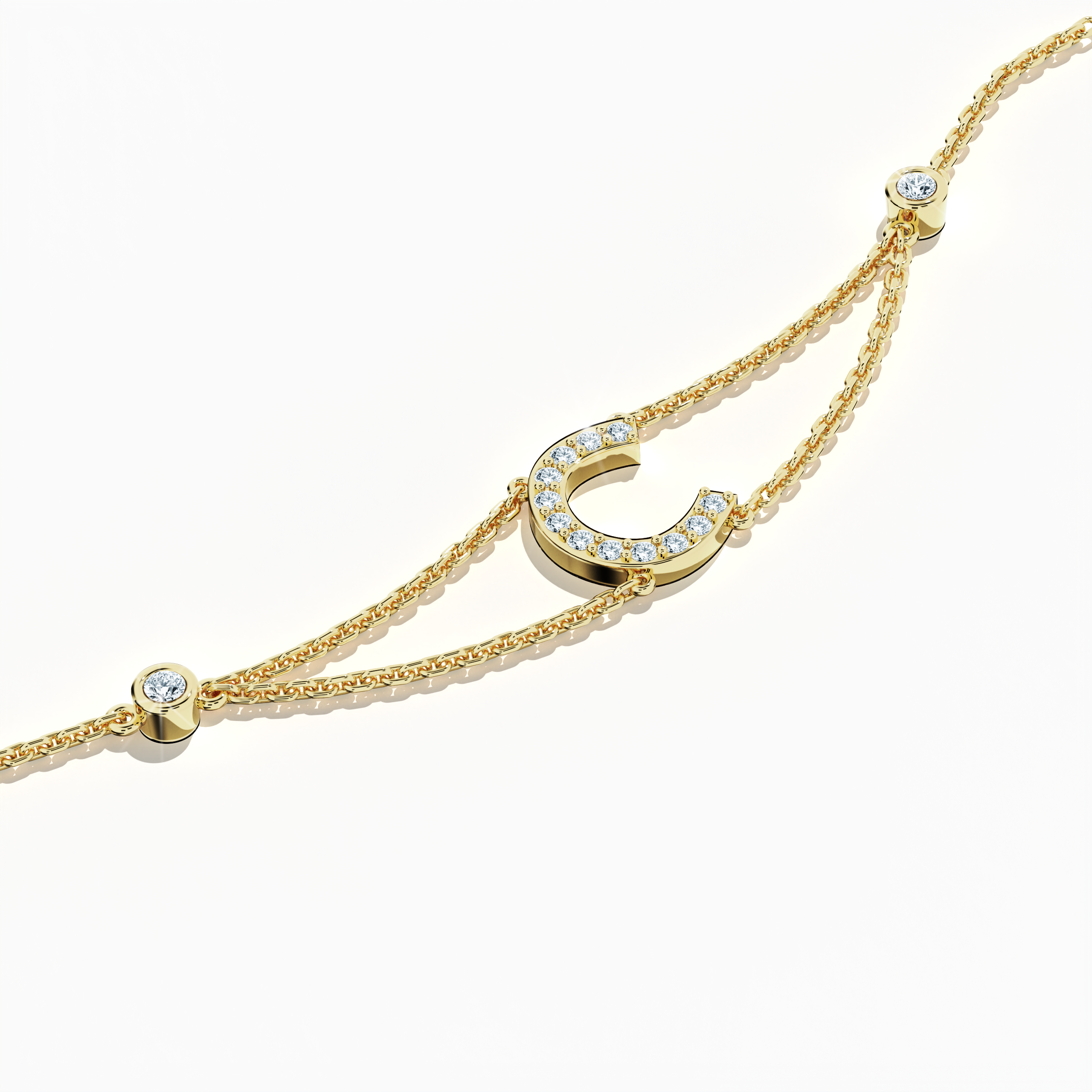 Initial Diamond Letter Bracelet (A-Z) in 18K Gold