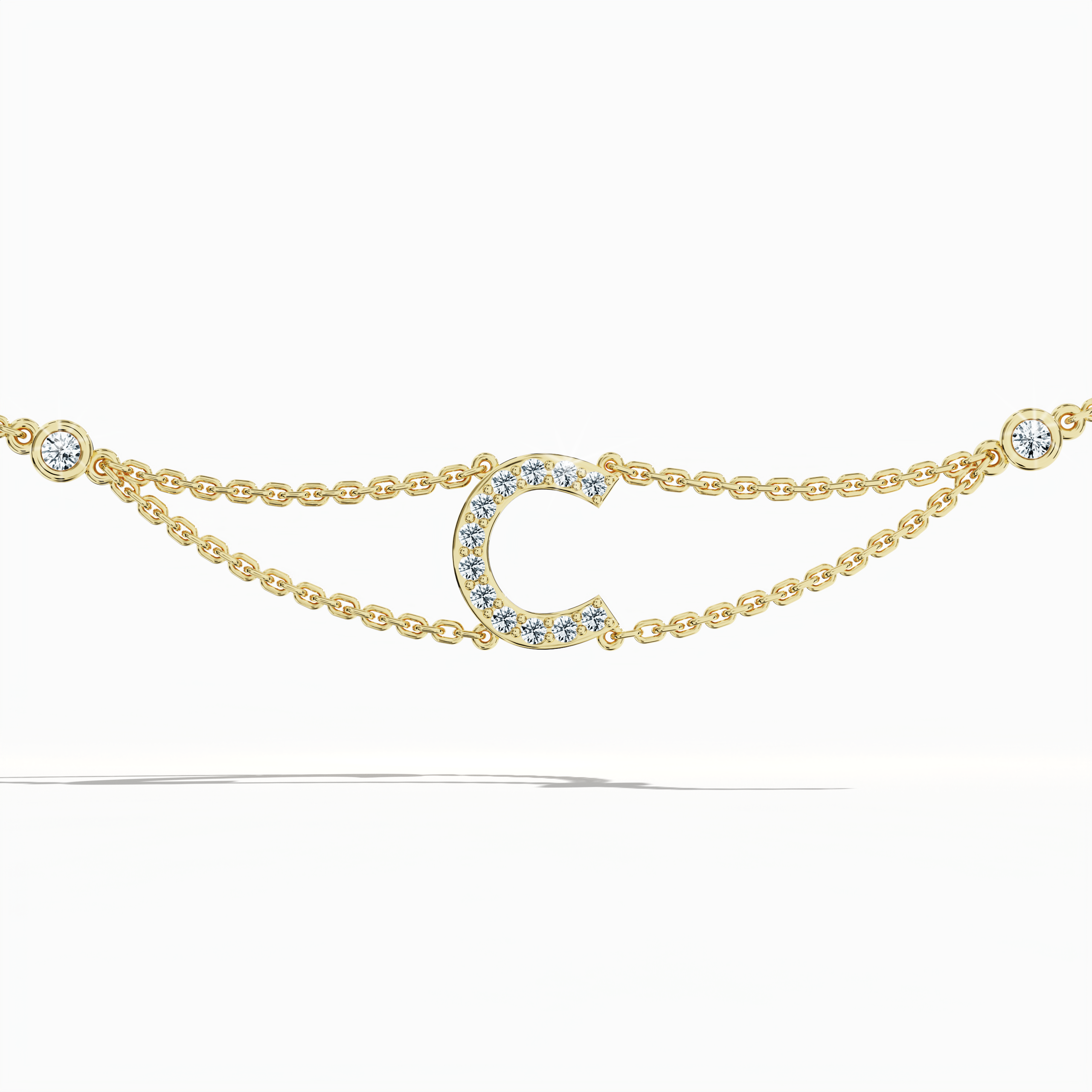 Initial Diamond Letter Bracelet (A-Z) in 18K Gold