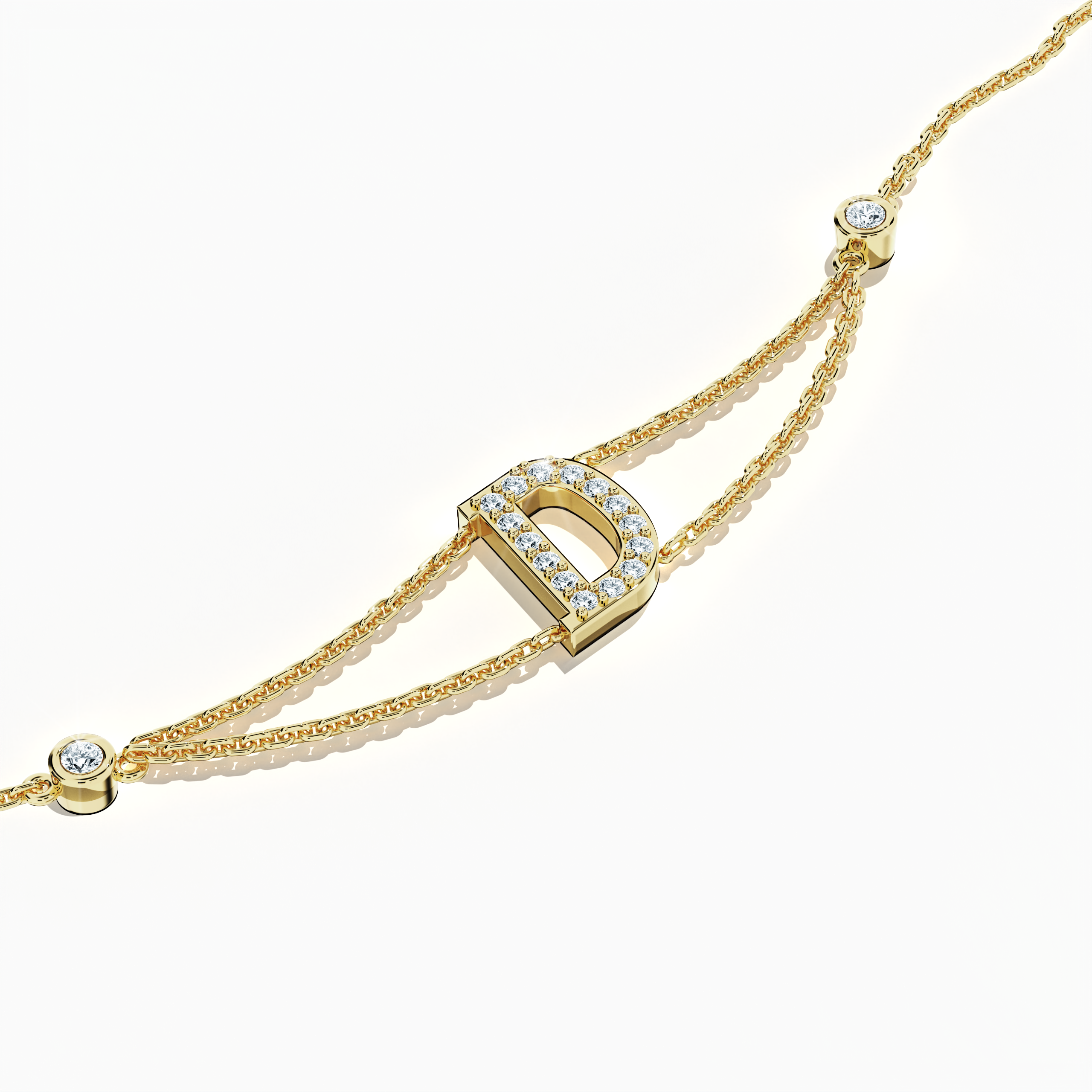 Initial Diamond Letter Bracelet (A-Z) in 18K Gold