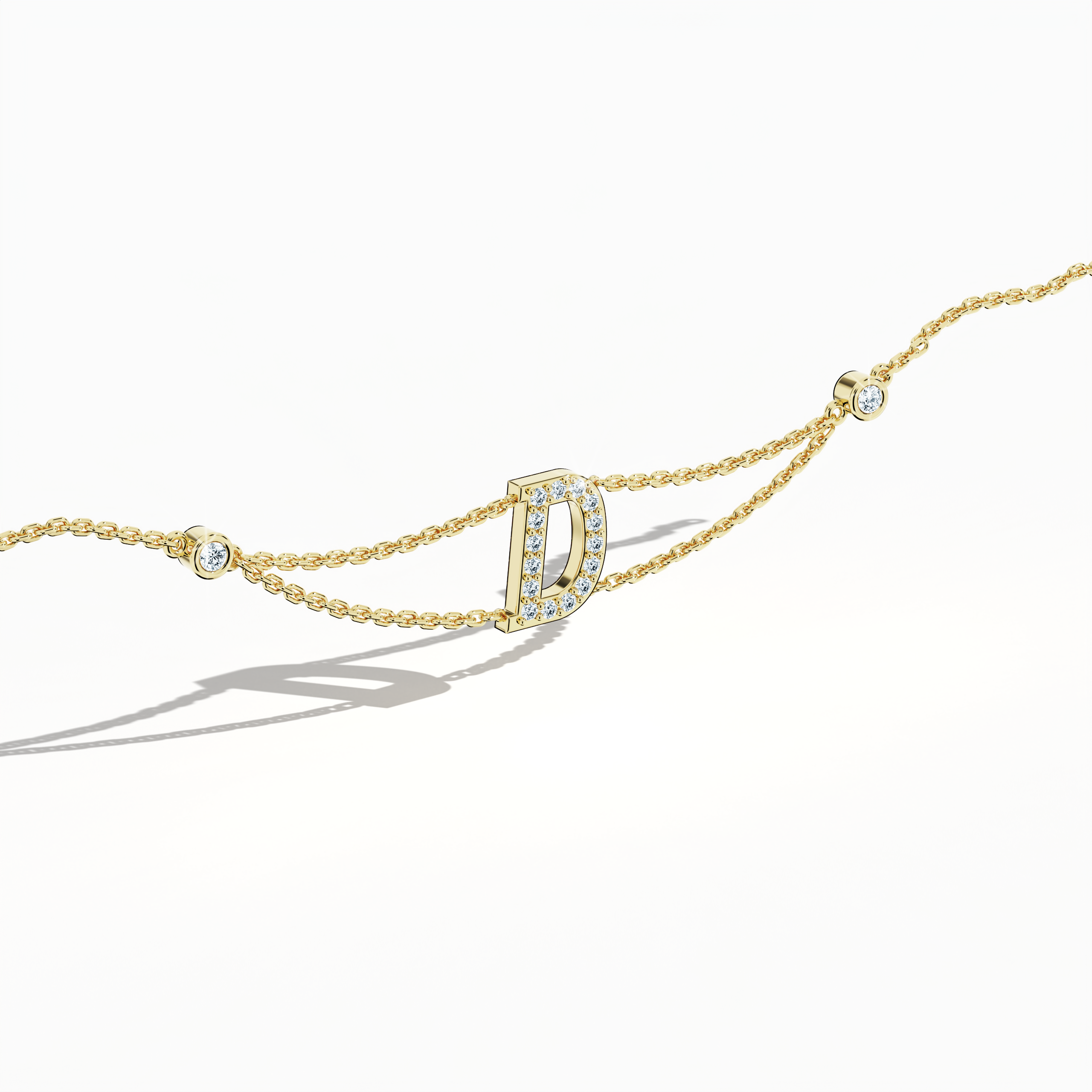 Initial Diamond Letter Bracelet (A-Z) in 18K Gold