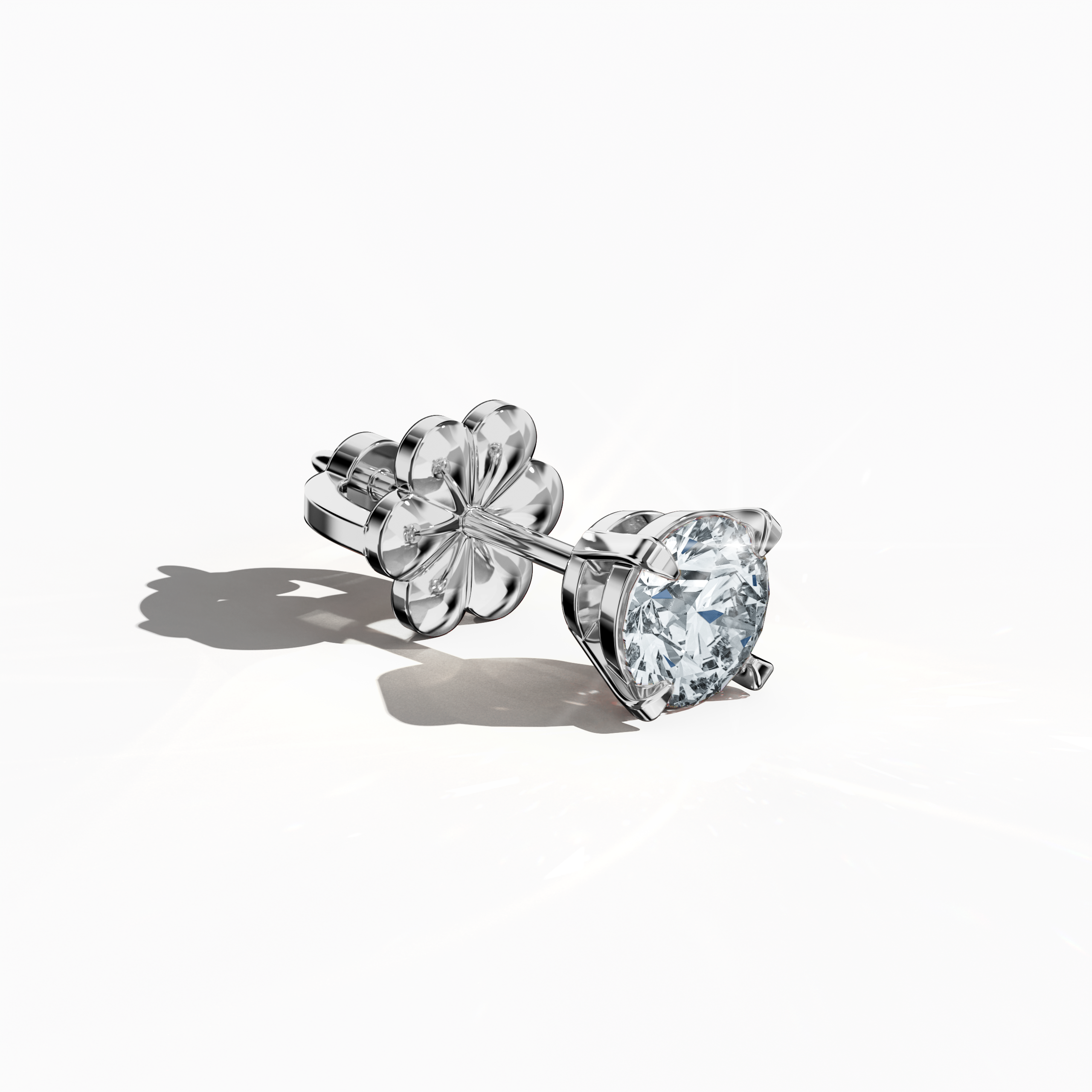 Front top side view of 1.40  карат Natural Diamond Earrings in 18K белое золото - Classic Basket & Nail Prong Setting