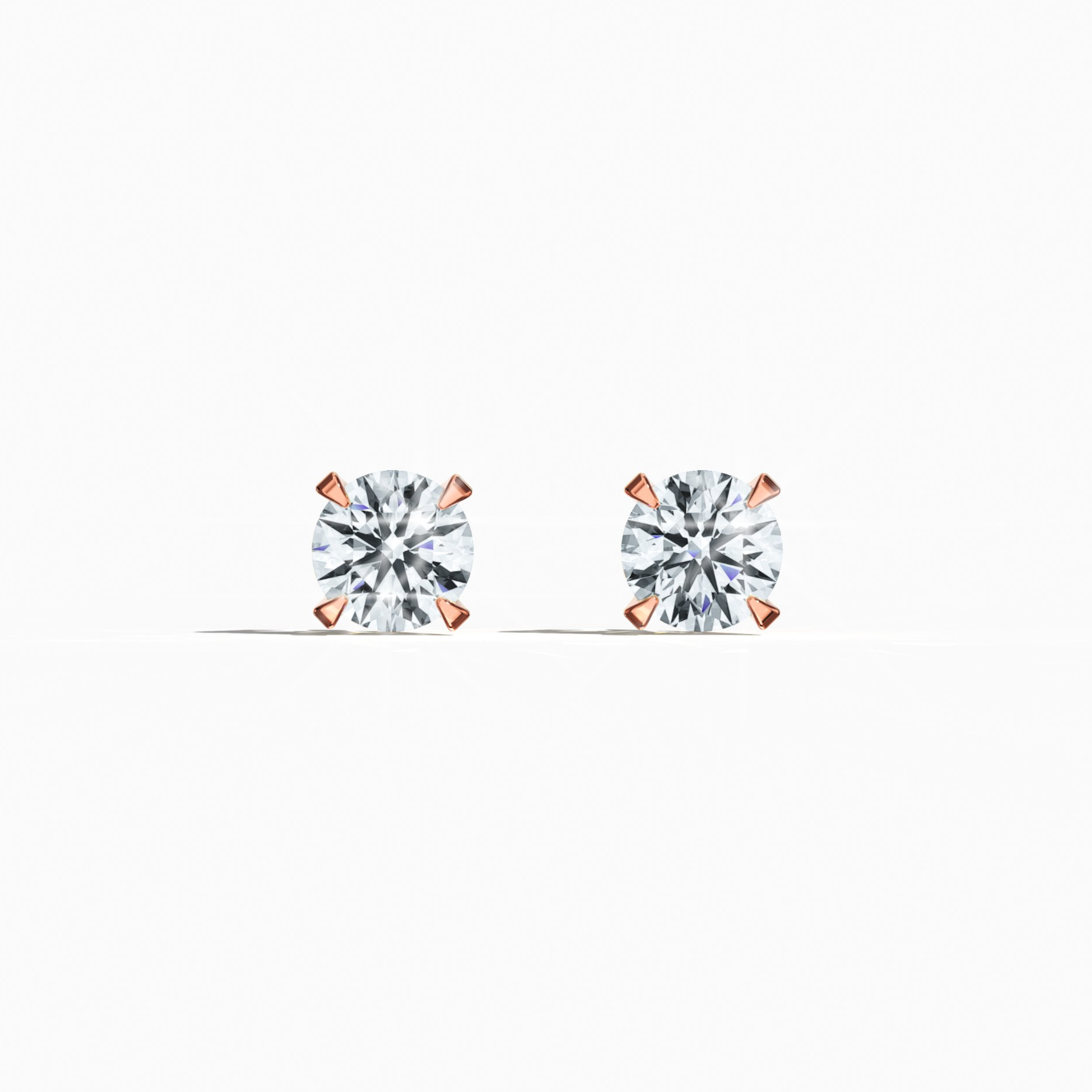 Front view of 1.40  карат Natural Diamond Earrings in 18K розовое золото - Classic Basket & Nail Prong Setting