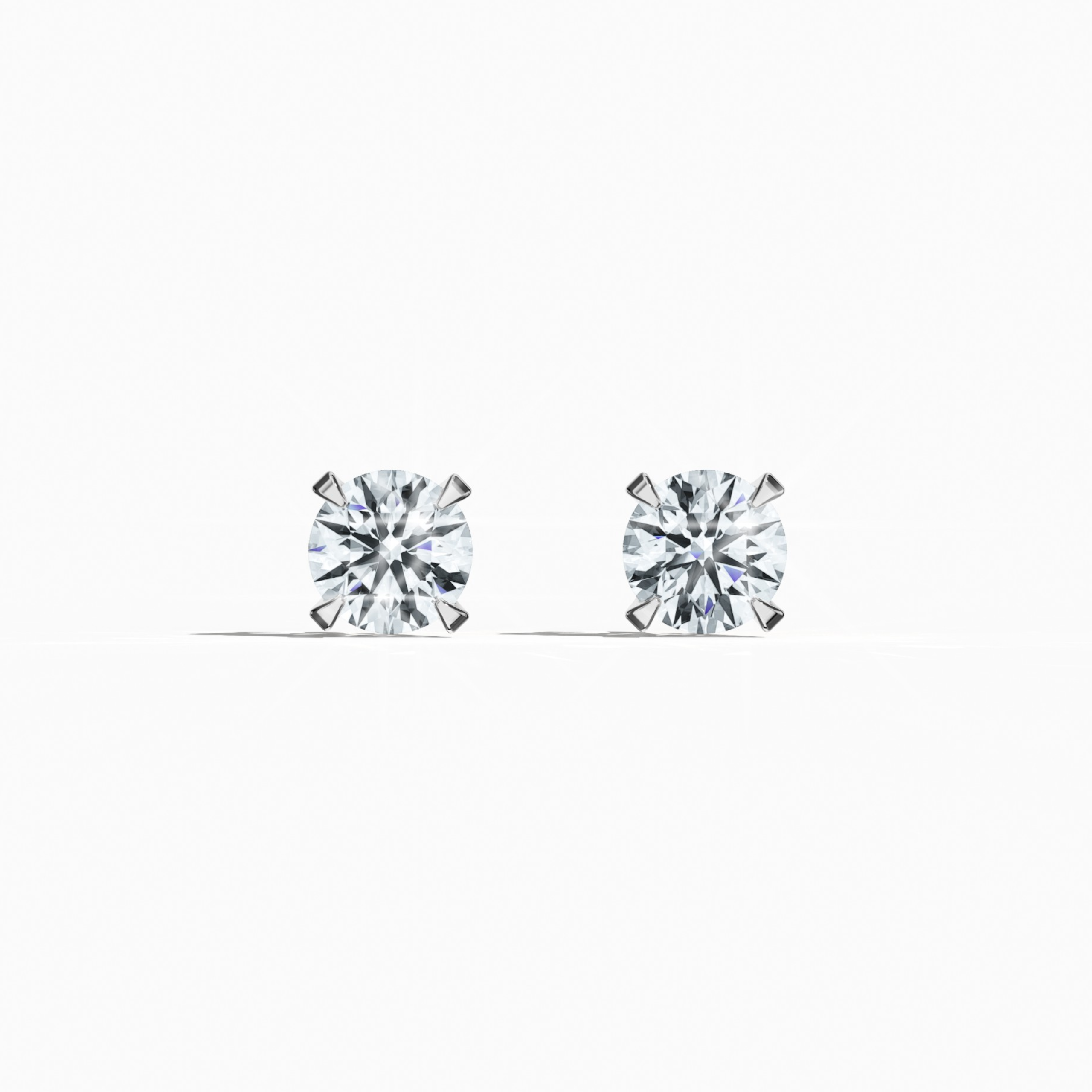 Front view of 1.40  карат Natural Diamond Earrings in 18K белое золото - Classic Basket & Nail Prong Setting