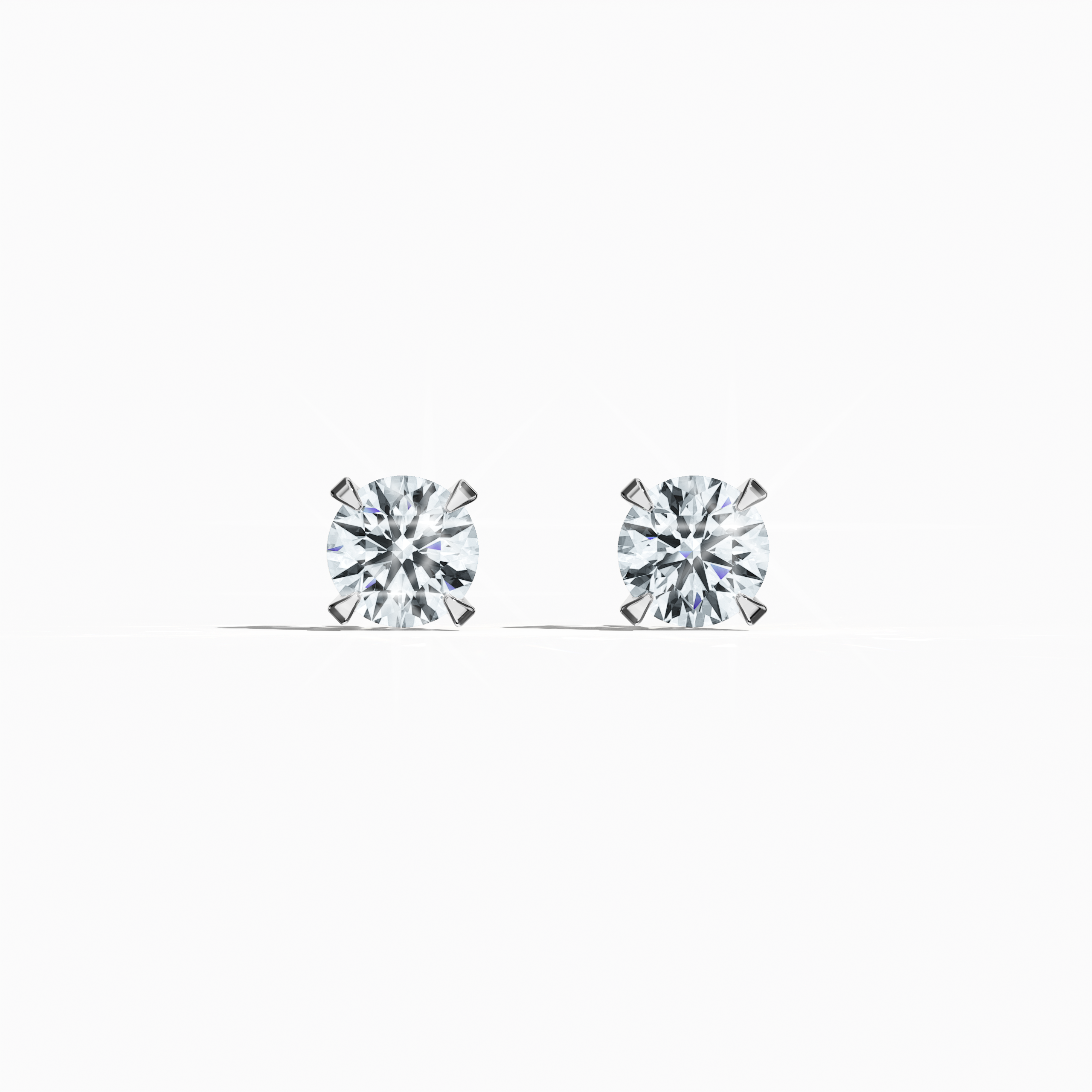 Front view of 1 Carat Natural Diamond Earrings in 18K белое золото - Classic Basket & Nail Prong Setting