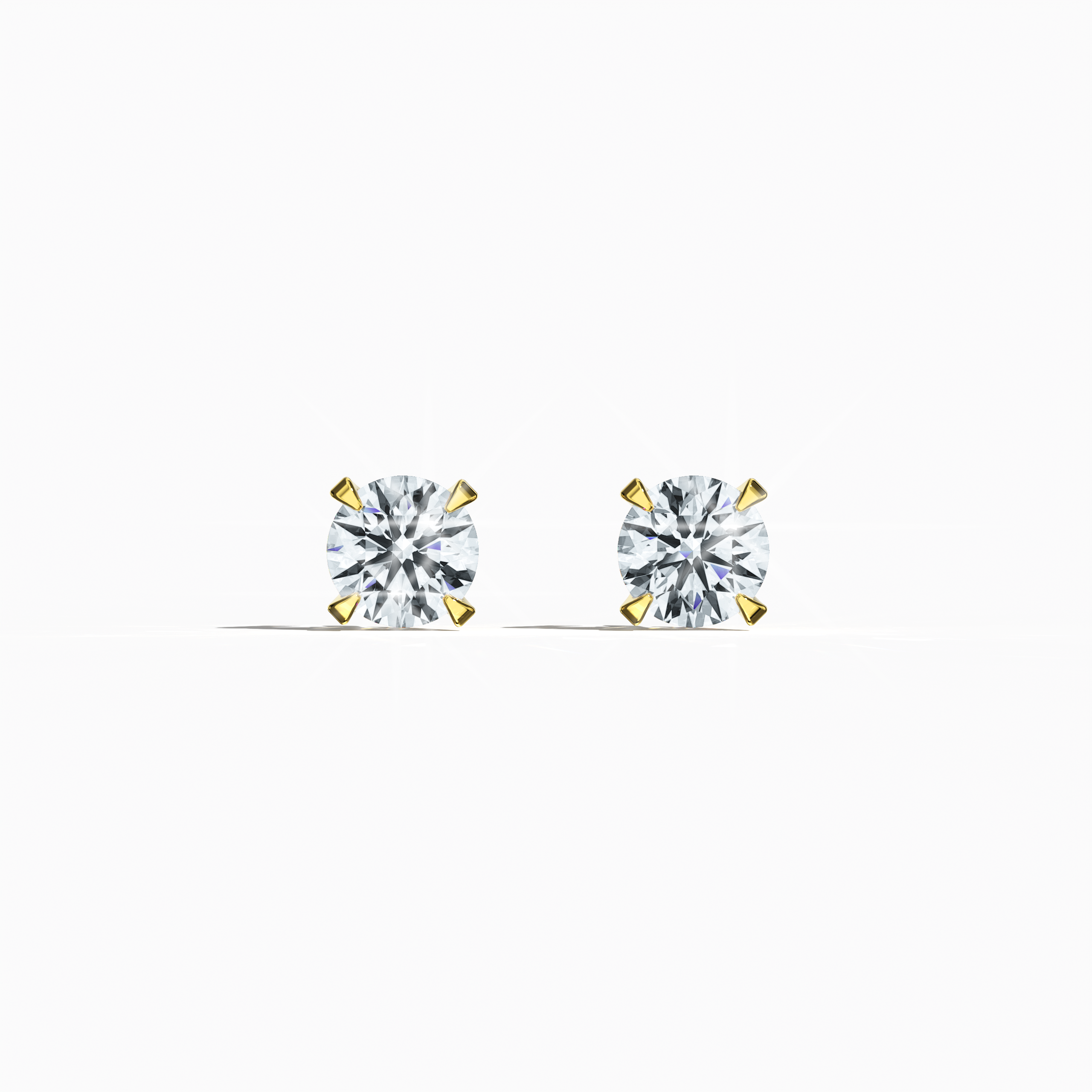 Front view of 1  карат Natural Diamond Earrings in 18K жёлтое золото - Classic Basket & Nail Prong Setting