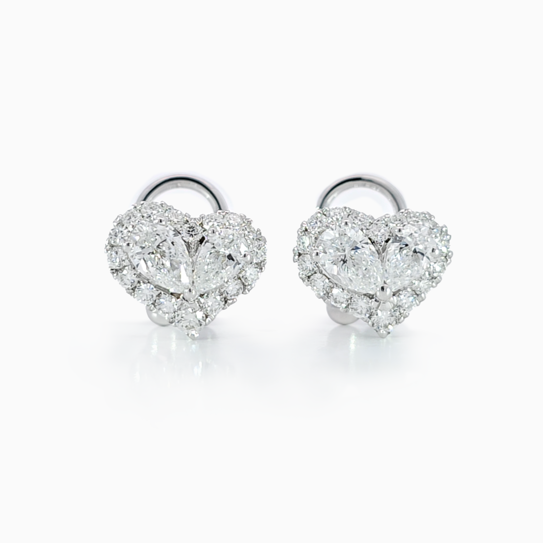 Heart shaped pear diamond halo Earring