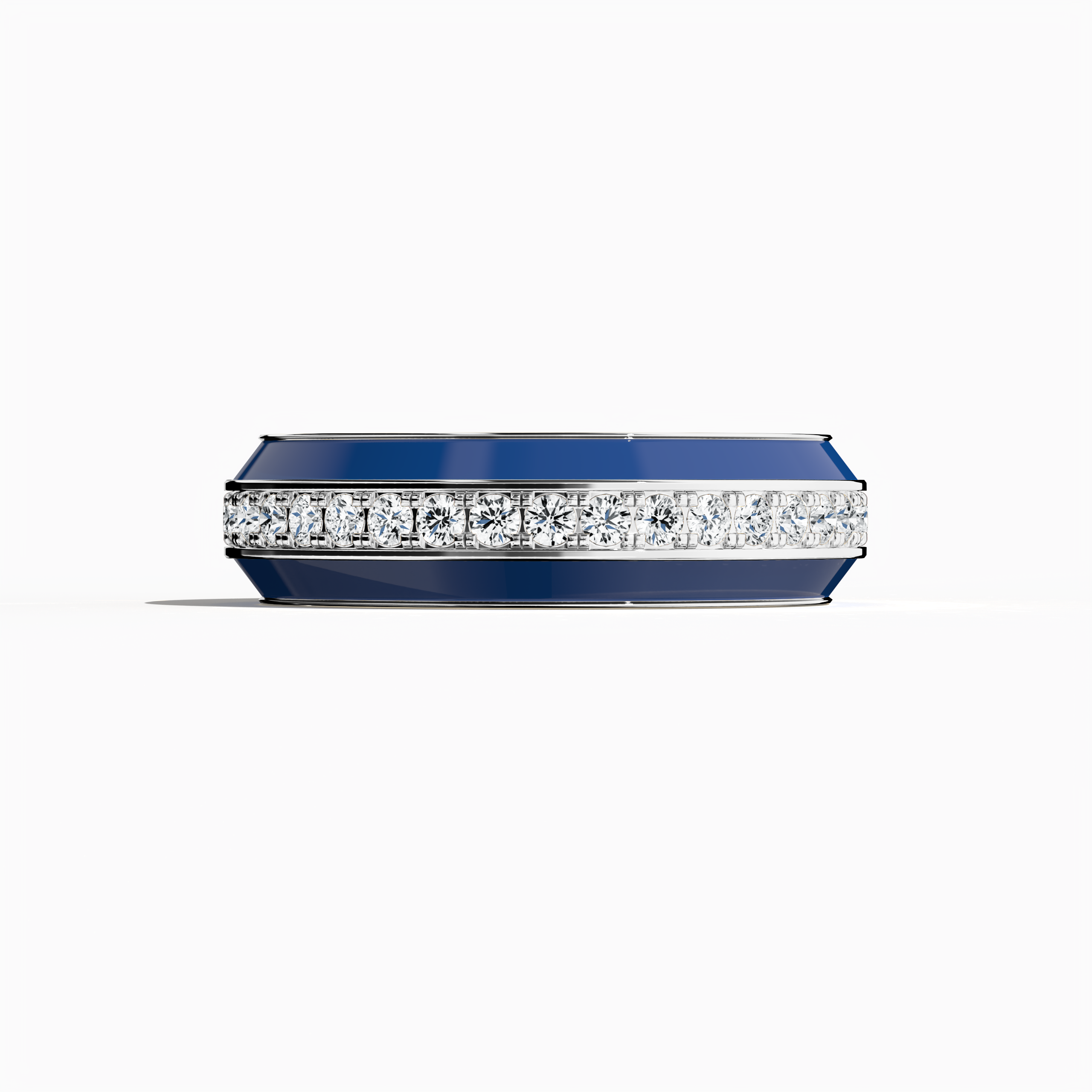 Experience the modern allure of this белое золото ring featuring vivid blue glossy enamel and an up to 1 carat diamond paved in the center line. The exquisite pave band—recognized as Eternity Pave, Pavé Chic, and Carat Pave—is showcased in a sleeping front view that emphasizes smooth curves and detailed diamond pavé work. The dynamic contrast between blue enamel and белое золото creates a luxurious designer masterpiece.
Keywords: enamel, diamond, pave design, luxury, designer.