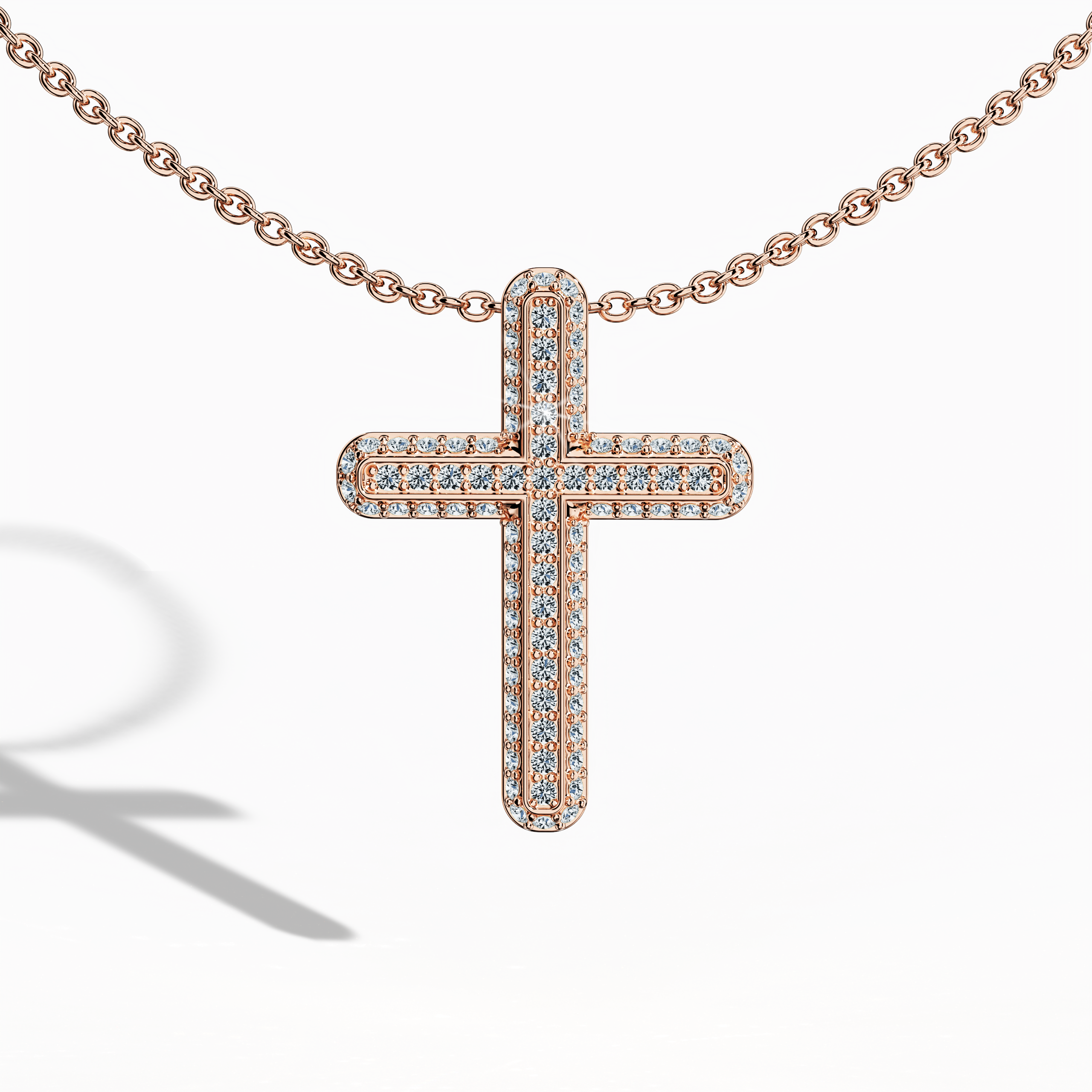 Front view of a paved cross pendant in warm розовое золото, sometimes known as pink or blush gold in different locales. It features 0.40 carat of diamonds in a pavé setting, also described as a gem-studded cross or diamond cross. The softly glowing metal complements the sparkle, blending tradition with modern chic.
Keywords: paved cross, розовое золото, 0.40 carat diamond, refined style.