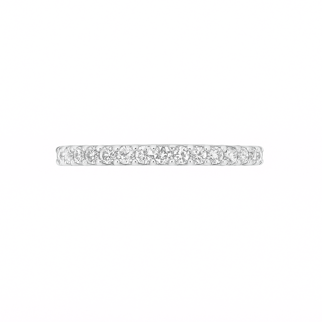 Round Eternity Ring close-up displaying 0.70 carat natural diamonds in eternity setting white gold craftsmanship
