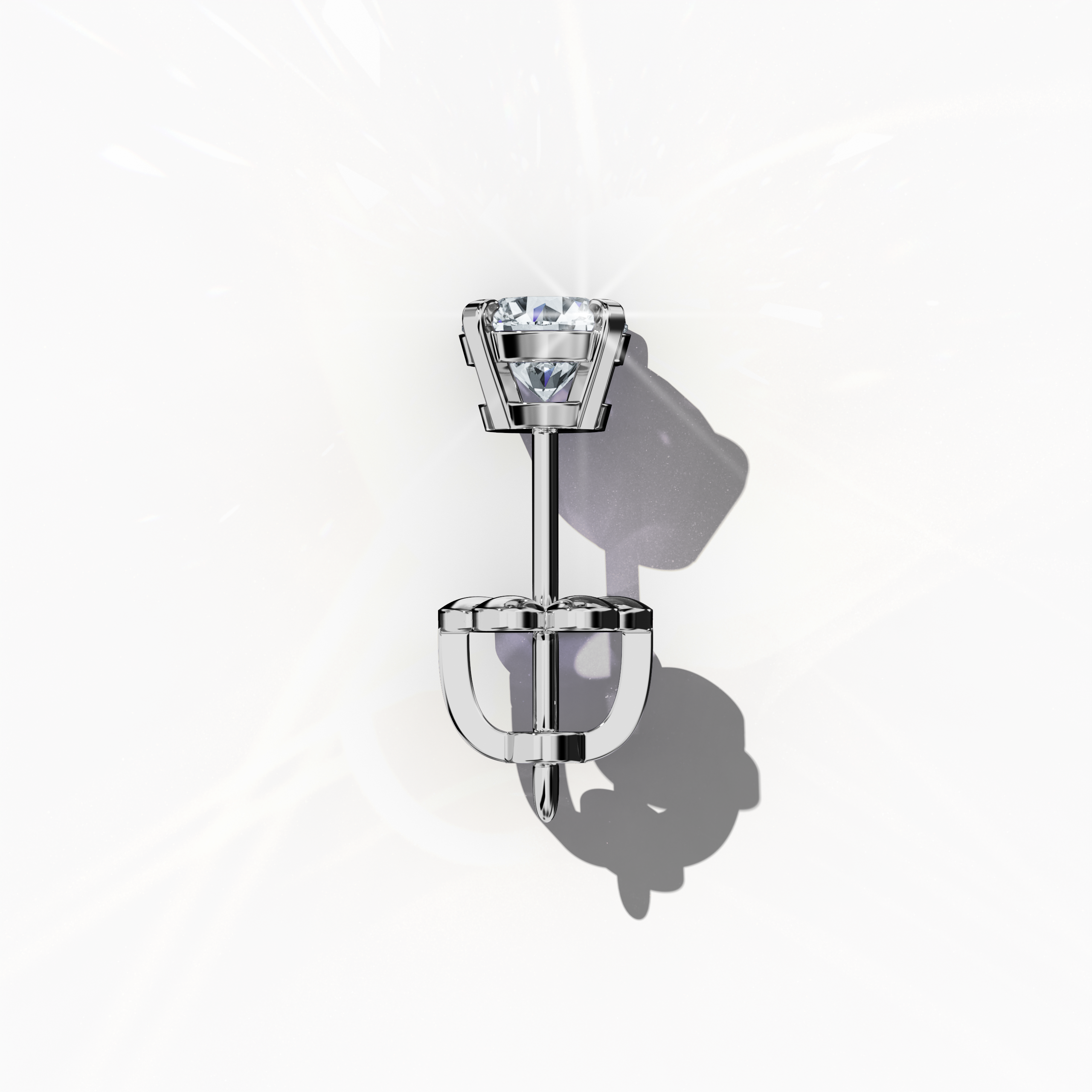Top view of 1  карат Natural Diamond Earrings in 18K белое золото - Classic Basket & Nail Prong Setting