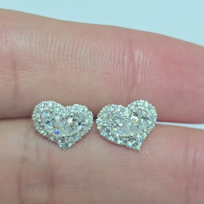 Heart shaped pear diamond halo Earring video 1.44 carat total GIA certified D color pear diamonds white gold craftsmanship
