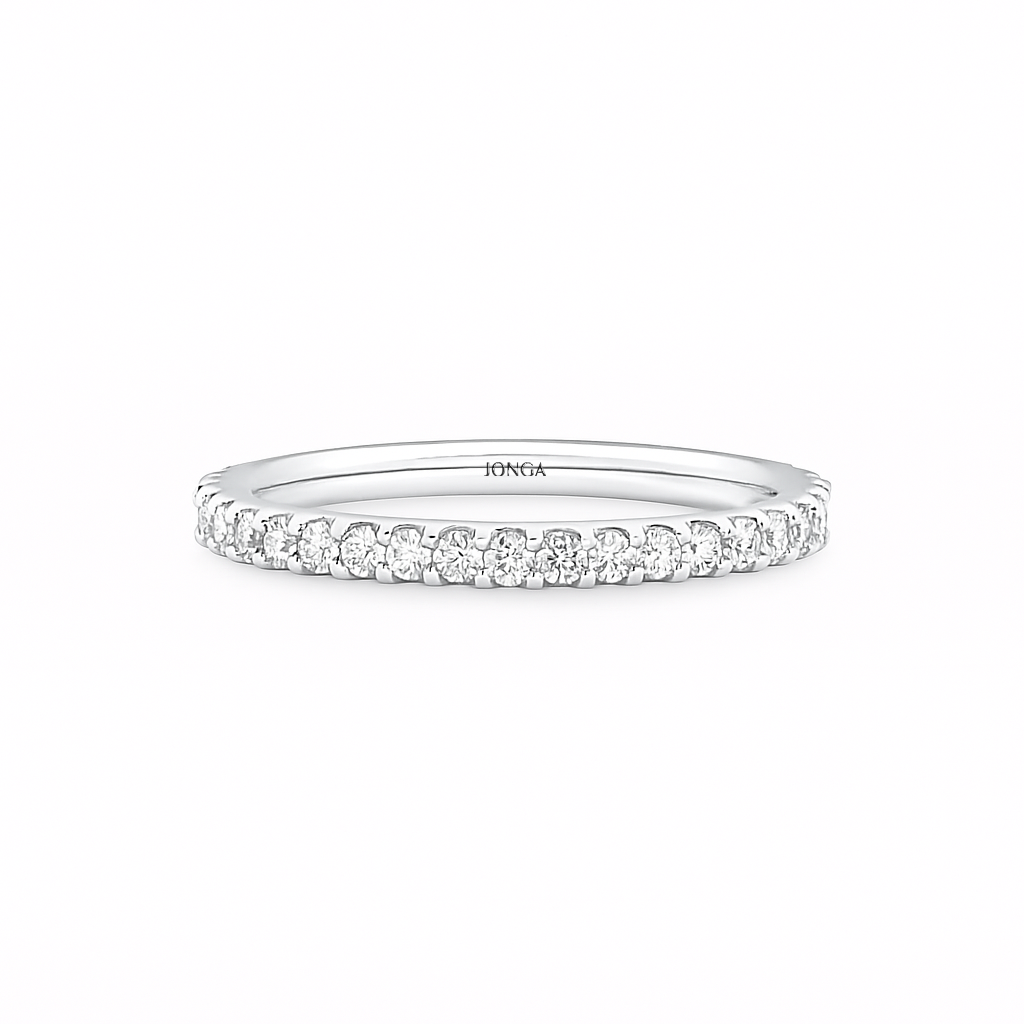 Round Eternity Ring in white Gold 0.70 carat total natural diamond D-F color VVS-VS clarity 18K white gold Dubai
